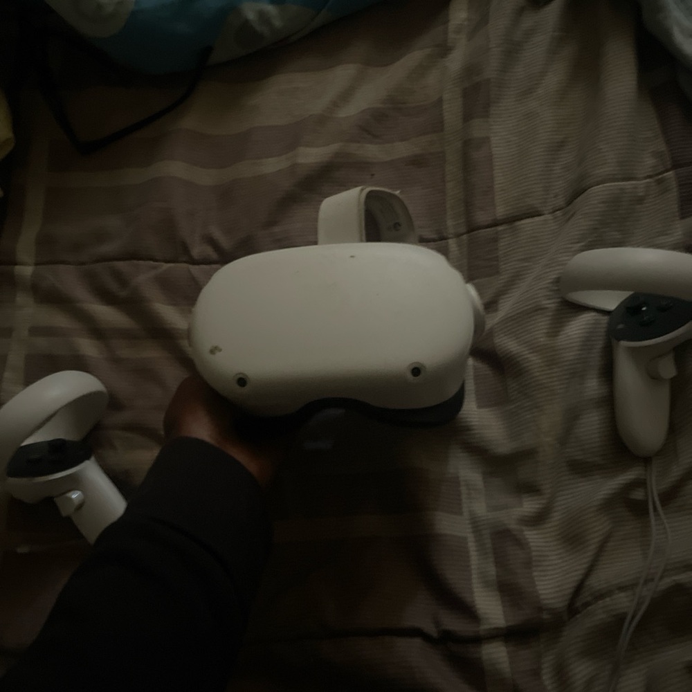 White VR Headset with Controllers